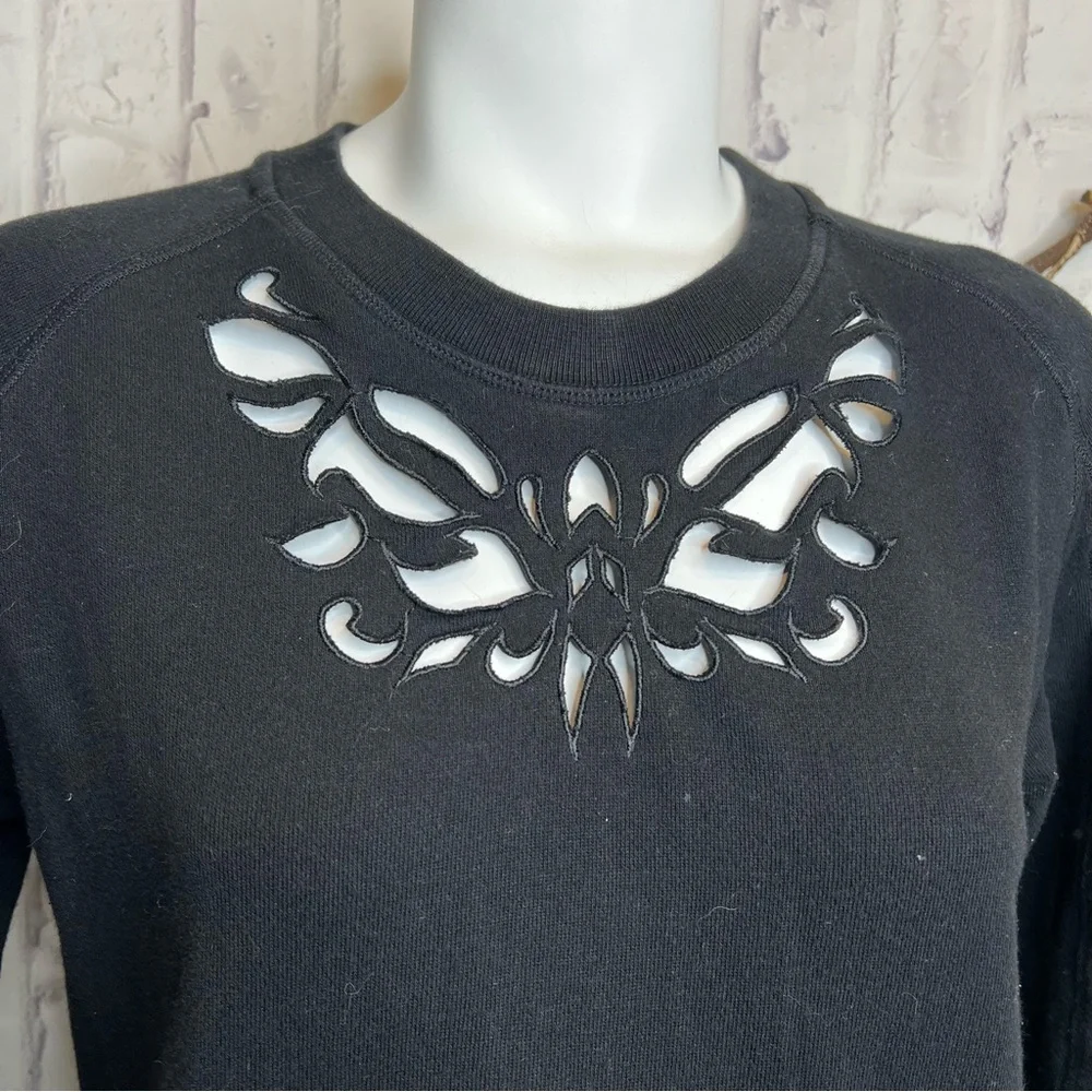 Womens The Kooples Black Cut-Out Side Zipper Sweatshirt Top M - Picture 4 of 11